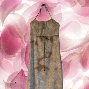 brown mesh dress, with halter ties, size medium, never worn
